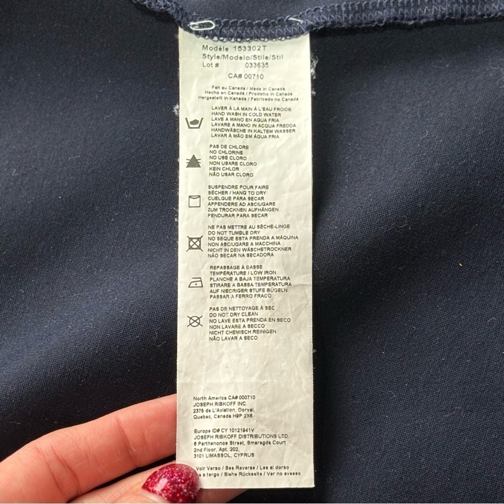 Joseph Ribkoff Jacket Women’s 2 Navy Ponte Knit Cocoon Drape Collar Avant Garde - Picture 9 of 15